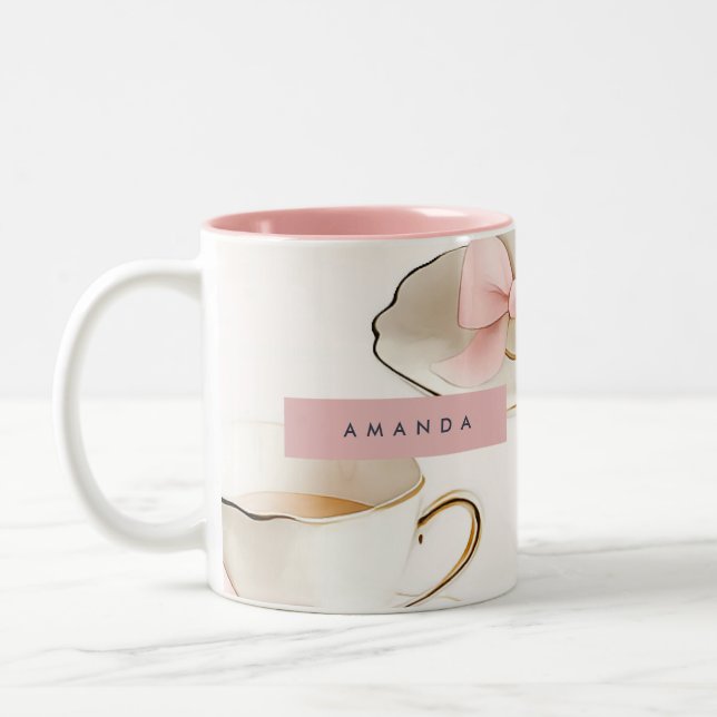 Personalized Elegant Coquette Pattern Tea Cup (Left)