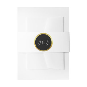 Personalized Elegant Custom Black & Gold Wedding Invitation Belly Band