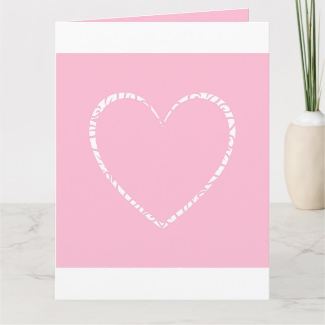 Personalized Elegant, Cute Pink Heart Valentine's Card (Front)