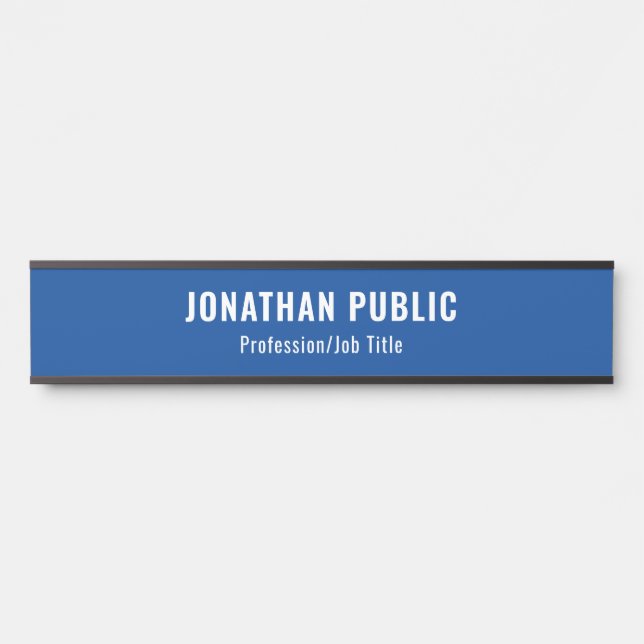 Personalized Elegant Deep Blue Template Long Door Sign (Front)