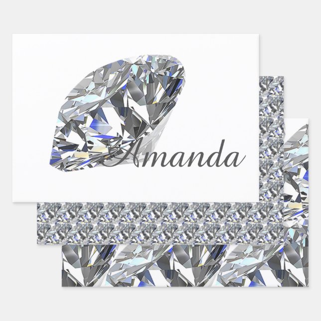 Personalized Elegant Diamonds Wrapping Paper Sheet (Set)