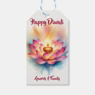 Personalized Elegant Diwali Diya  Gift Tags
