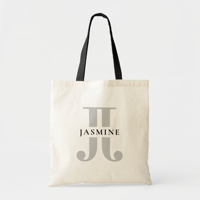 Personalized elegant double monogram letter tote bag (Front)