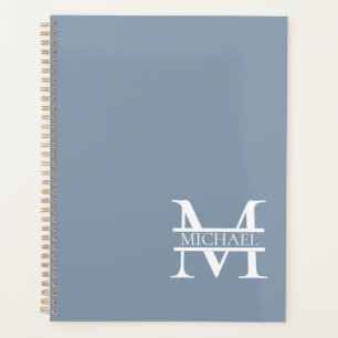 Personalized Elegant Dusty Blue Monogram and Name Planner
