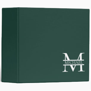 Personalized Elegant Emerald Green Monogram & Name Binder
