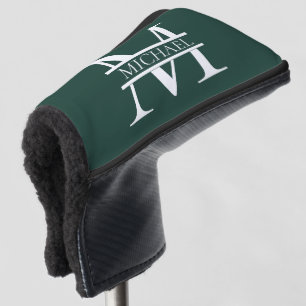 Personalized Elegant Emerald Green Monogram & Name Golf Head Cover