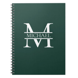 Personalized Elegant Emerald Green Monogram & Name Notebook