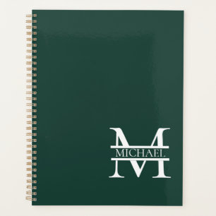 Personalized Elegant Emerald Green Monogram & Name Planner
