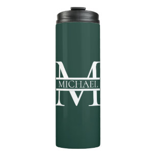 Personalized Elegant Emerald Green Monogram & Name Thermal Tumbler