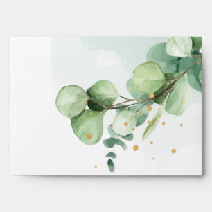 Personalized Elegant Eucalyptus Greenery & Gold Envelope