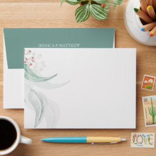 Personalized Elegant Eucalyptus Watercolor Art Envelope