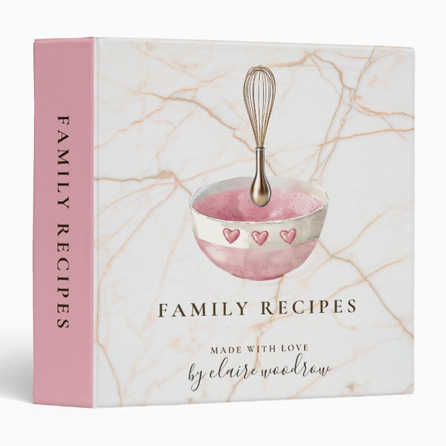 Personalized Elegant Family Recipes Whisk Binder (Front/Spine)