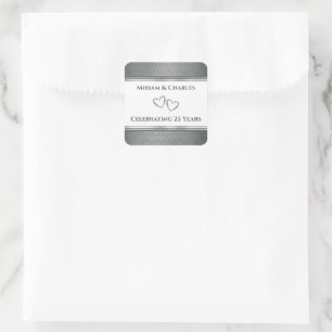 Personalized Elegant Fancy Silver 25th Anniversary Square Sticker