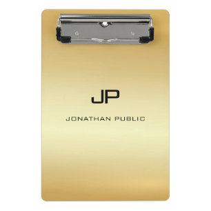 Personalized Elegant Faux Gold Modern Monogram Mini Clipboard