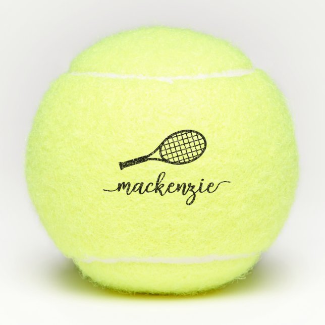 Personalized Elegant Feminine Modern Script Name Tennis Balls (Front)