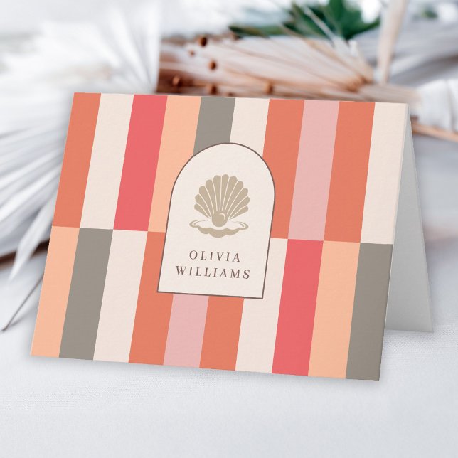 Personalized Elegant Feminine Stripes Pattern Thank You Card (Creator Uploaded)