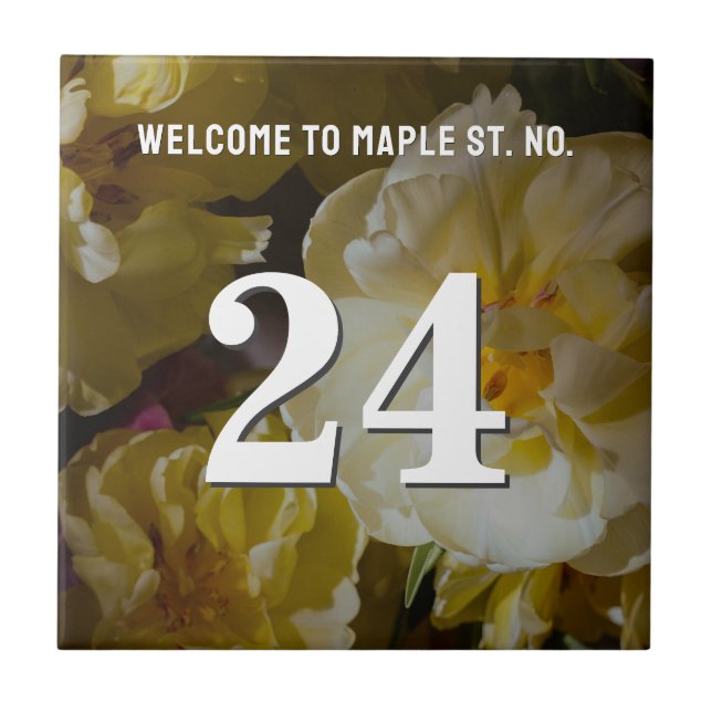 Personalized elegant floral Apartment Number Tile (Front)