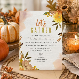 Personalized Elegant Floral Botanical Thanksgiving Invitation