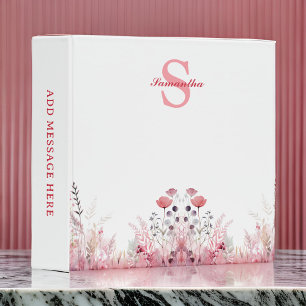 Personalized Elegant Floral Minimalist Cute Girly Binder