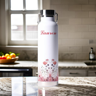 Personalized Elegant Floral Minimalist Cute Girly Water Bottle