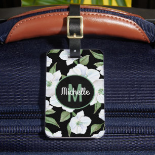 Personalized Elegant Floral Travel Monogram Luggage Tag