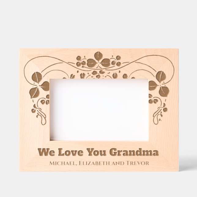 Personalized Elegant Floral We Love You Grandma Etched Frames (Front)