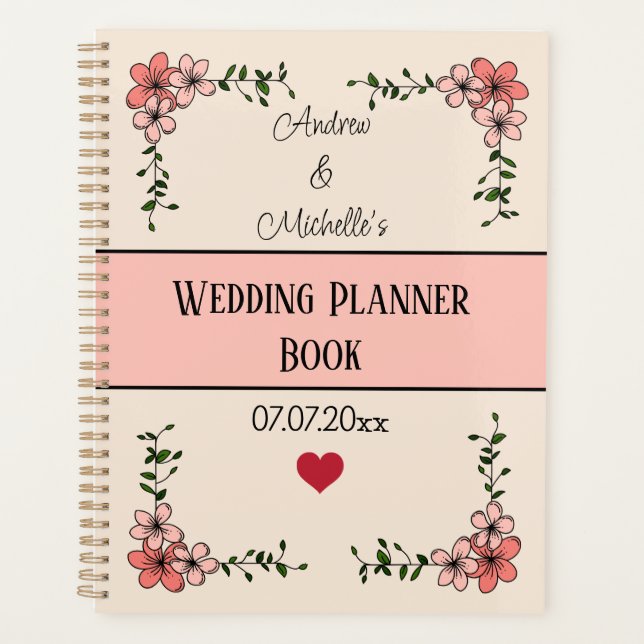 Personalized Elegant Floral Wedding Planner Book (Front)