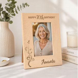 Personalized Elegant Foliage 80th Birthday Etched Frames