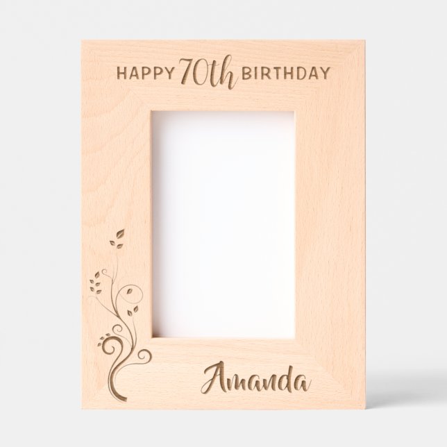 Personalized Elegant Foliage 80th Birthday Etched Frames (Front)