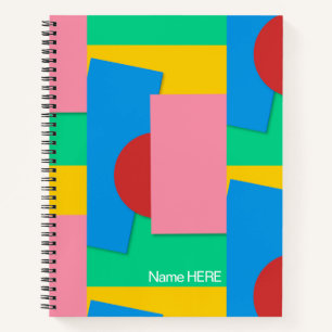 Personalized Elegant Fun Shapes & Colour Art Red Notebook