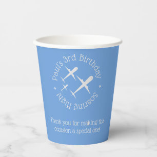 Personalized Elegant Fun Three Airplanes Art, Blue Paper Cups