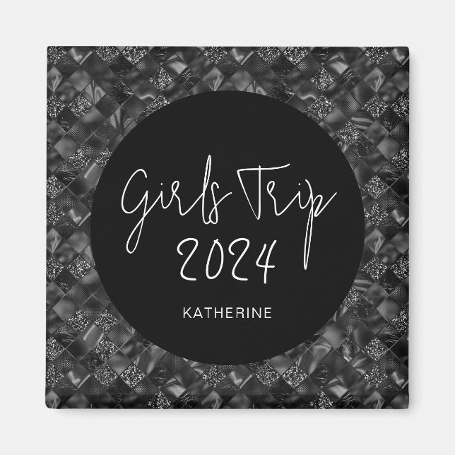 Personalized Elegant Girls Trip Faux Glitter Foil Magnet (Front)