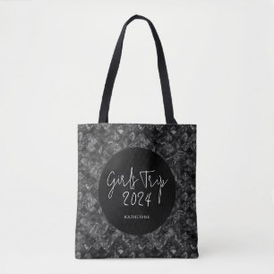 Personalized Elegant Girls Trip Faux Glitter Foil Tote Bag
