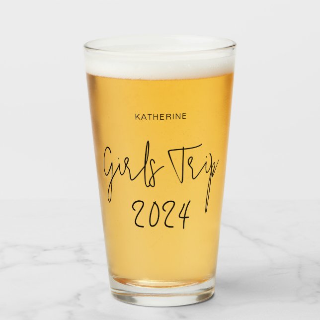 Personalized Elegant Girls Trip Script Typography Glass (Front Filled)
