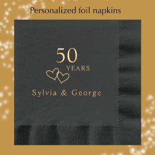 Personalized Elegant Gold 50th Wedding Anniversary Foil Napkins
