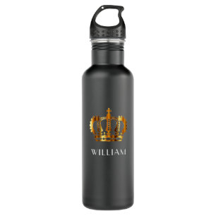 Personalized Elegant Gold Crown Black 710 Ml Water Bottle