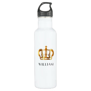 Personalized Elegant Gold Crown White 710 Ml Water Bottle