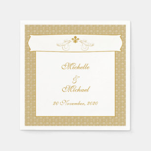 Personalized Elegant Gold Fancy Fleur de Lis Napkin