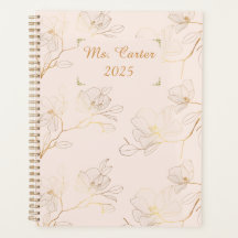 Personalized Elegant Gold Floral Weekly/Monthly 