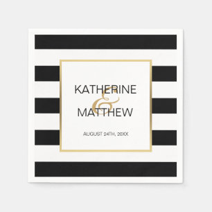 Personalized Elegant Gold Frame Wedding Paper Napkin
