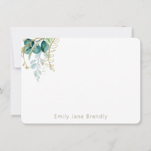 Personalized Elegant Gold Greenery Watercolor Card