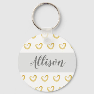 Personalized Elegant Gold Heart Pattern Keychain