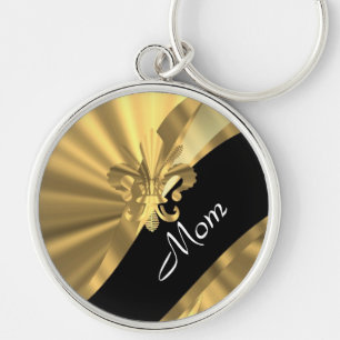Personalized elegant gold mom keychain