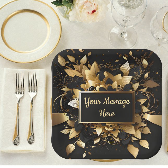 Personalized Elegant Gold Paper Plate (Creator Uploaded)