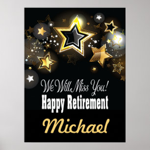 Personalized Elegant Gold Retirement Poster