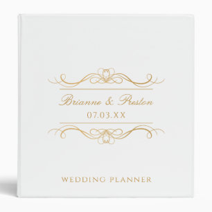 Personalized Elegant Gold Script Wedding Planner Binder