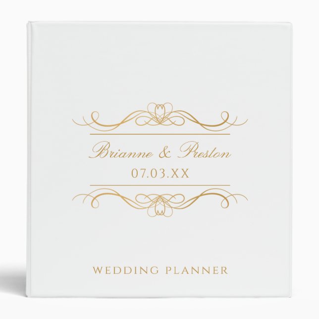 Personalized Elegant Gold Script Wedding Planner Binder (Front)