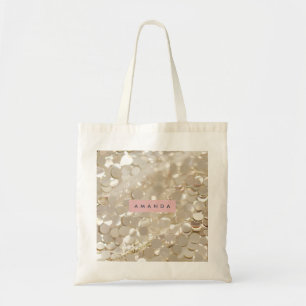 Personalized Elegant Gold Sequin Glam Tote Bag