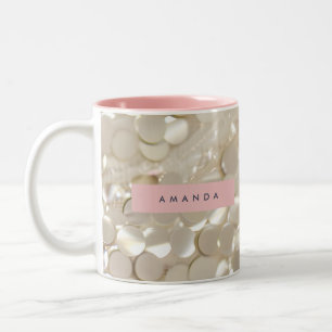 Personalized Elegant Gold Sequin Glam Two-Tone Coffee Mug