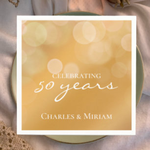Personalized Elegant Golden 50th Anniversary Party Napkin
